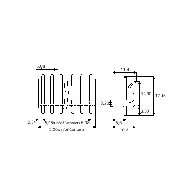 CONECTOR POSTE MACHO RECTO POLARIZADO PARA C.I. Paso 5,08 mm*