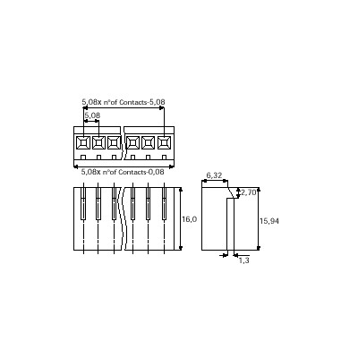 CONECTOR HEMBRA PARA POSTE POLARIZADO PARA C.I. Paso 5,08 mm*