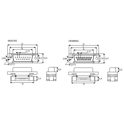 CONECTOR SUB-D PARA CABLE PLANO