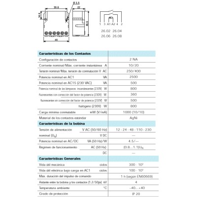 FINDER RELES DE IMPULSOS 10A SERIE 26.08