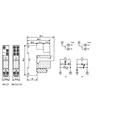 FINDER INTERFACE MODULAR CON RELE 8-10-16A SERIE 48.31