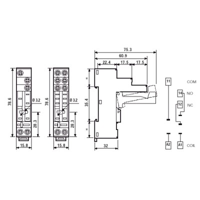 FINDER ZOCALOS Y ACCESORIOS 95.03 PARA RELES SERIE 40