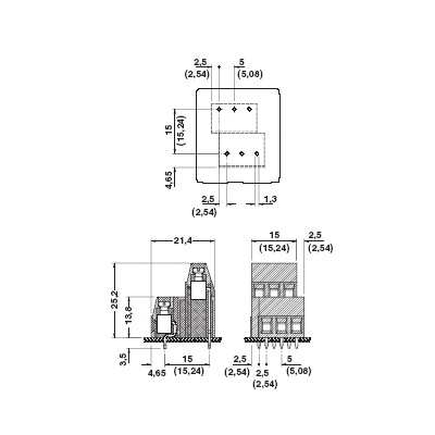 Borne para placa de circuito impreso, 100 ud