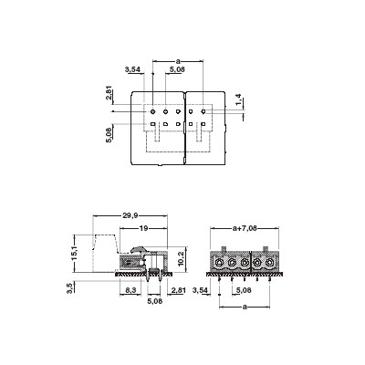 PHOENIX CARCASAS DE BASE INVERTIDAS IC 2,5/...-G-5,08