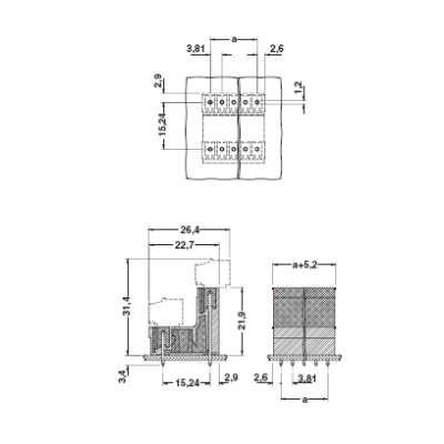 PHOENIX CARCASAS DE BASE DE DOBLE PISO MINI MCDV 1,5/...-G-3,81