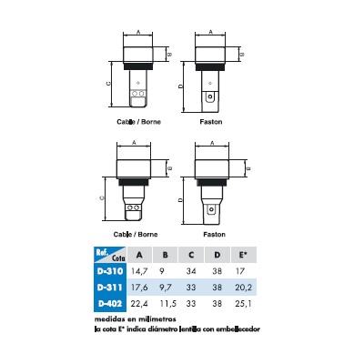 DELECSA PILOTOS SERIE FRONTAL PLANO Ø13/16