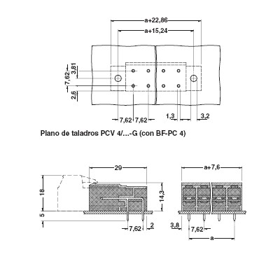 PHOENIX PARTES ENCHUFABLES Y CARCASAS DE BASE PC 4/...-G-7,62