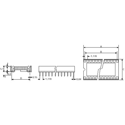 ZOCALO C.I. DOBLE CONTACTO. Paso 1,778 mm.