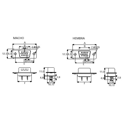 CONECTOR SUB-D ALTA DENSIDAD VGA RECTO SOLDABLE