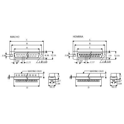 CONECTOR SUB-D SOLDABLE