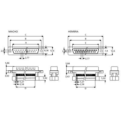 CONECTOR SUB-D PARA CABLE PLANO