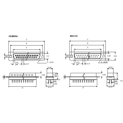 CONECTOR SUB-D RECTO PARA C.I.