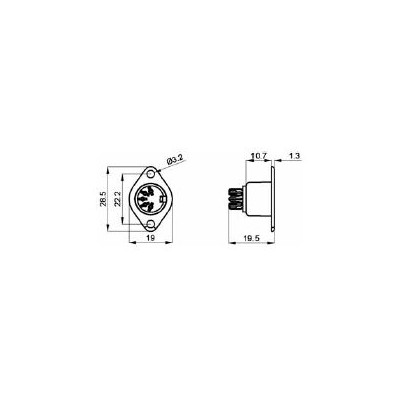 INDUVIL CONECTOR DIN HEMBRA PANEL