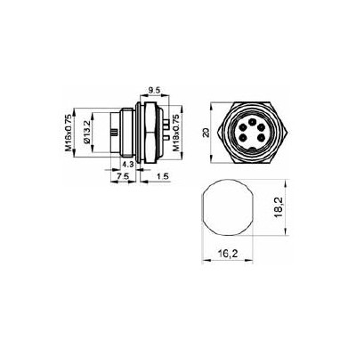 INDUVIL CONECTOR DIN MACHO PANEL