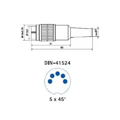 INDUVIL CONECTOR DIN MACHO AÉREO