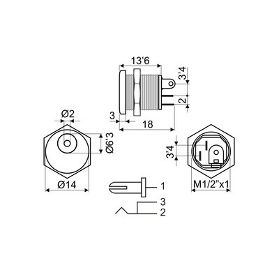 DH BASE ALIMENTACIÓN 1,9 MM FIJACIÓN A CHASIS