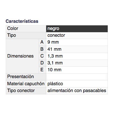 DH CONECTOR ALIMENTACIÓN HEMBRA AÉREA