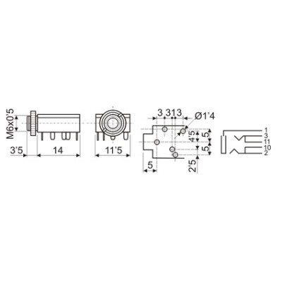 DH CONECTOR C.I HEMBRA PANEL 3,5 MM