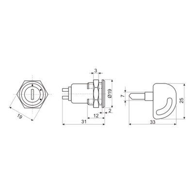 DH INTERRUPTOR A LLAVE MINIATURA PLANA