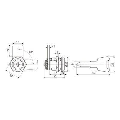 DH INTERRUPTOR A LLAVE PLANA DOBLE CARA