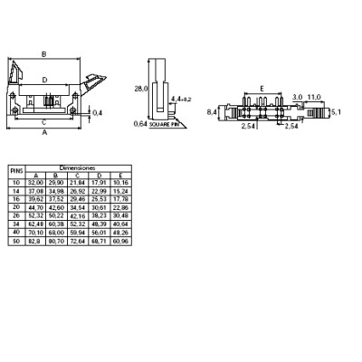 CONECTOR MACHO ACODADO CON EXTRACTORES DOBLE FILA PARA C.I.