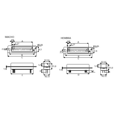 CONECTOR SUB-D RECTO PARA C.I.