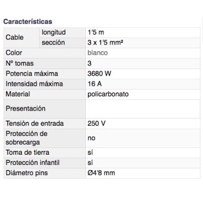 DH BASE MÚLTIPLE DE 3 TOMAS CON INTERRUPTORES INDEPENDIENTES Y PROTECCIÓN INFANTIL