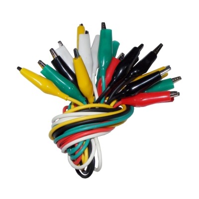 Juego 10 cables colores con pinzas cocodrilo