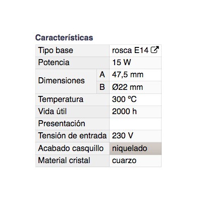 DH LAMPARITA FILAMENTO PARA HORNO