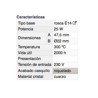 DH LAMPARITA FILAMENTO PARA HORNO