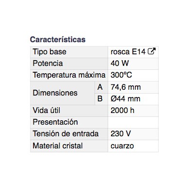 DH LAMPARITA FILAMENTO PARA HORNO