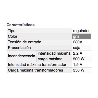 DH REGULADOR DE LUZ DE CAJETÍN