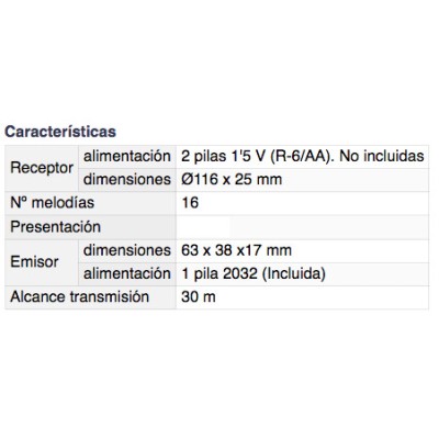 DH TIMBRE INALÁMBRICO PUERTA A PILAS