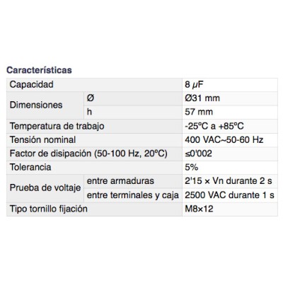 DH CONDENSADOR PARA ARRANQUE DE MOTORES