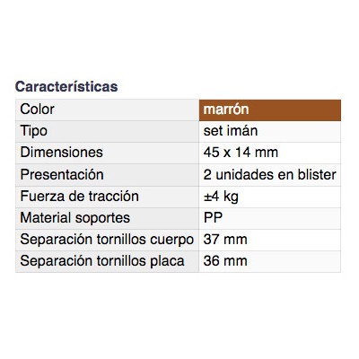 DH CONJUNTO DE IMANES PARA SUJECCIÓN DE PUERTAS, VENTANAS