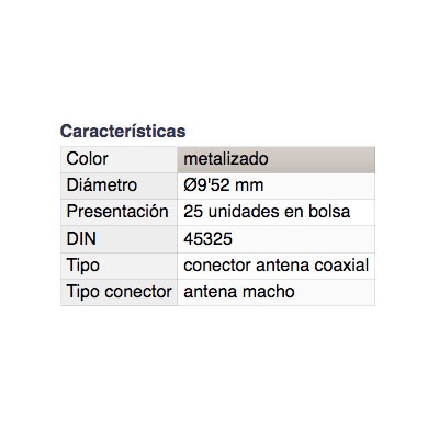 DH CONECTOR COAXIAL MACHO ANTENA METÁLICO BLINDADO