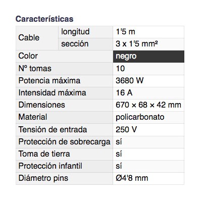 DH BASE MÚLTIPLE DE 10 TOMAS CON INTERRUPTOR Y PROTECCIÓN DE SOBREGARGAS