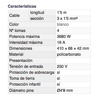 DH BASE MÚLTIPLE DE 4 TOMAS CON INTERRUPTOR Y PROTECCIÓN DE SOBREGARGAS