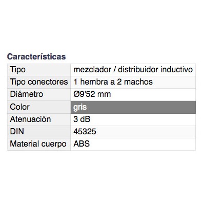 DH MEZCLADOR INDUCTIVO 2 MACHOS A 1 HEMBRA GRIS CON BLISTER