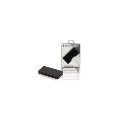 KONIG Concentrador USB 2.0 de 3 tomas y lector de tarjetas de memoria