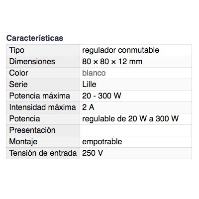 DH REGULADOR DE LUZ CONMUTABLE EMPOTRABLE