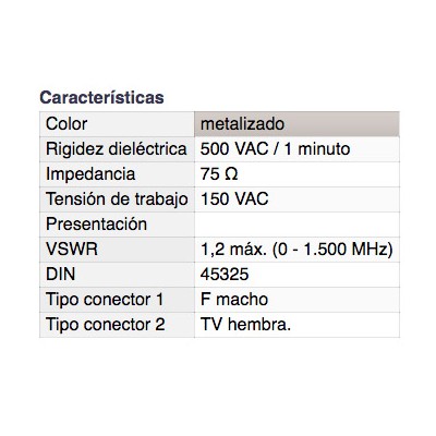 DH CONECTOR ADAPTADOR F MACHO A TV HEMBRA