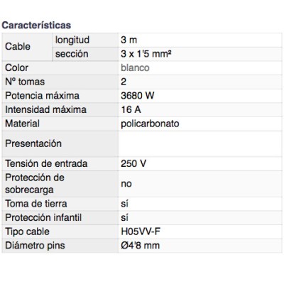 DH BASE MÚLTIPLE DE 2 TOMAS CON INTERRUPTOR Y PROTECCIÓN INFANTIL