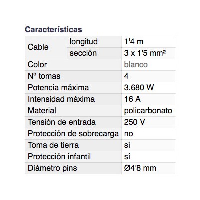 DH BASE MÚLTIPLE DE 4 TOMAS CON PROTECCIÓN INFANTIL