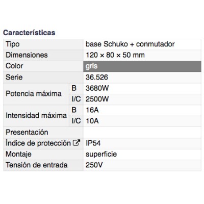 DH BASE SCHUKO CON CONMUTADOR ESTANCO