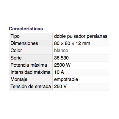 DH DOBLE PULSADOR EMPOTRABLE PARA PERSIANAS, TOLDOS, CORTINAS