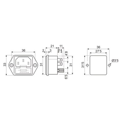 DH BASE DE CONEXIÓN CON PORTAFUSIBLE