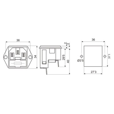 DH BASE DE CONEXIÓN CON DOBLE PORTAFUSIBLE