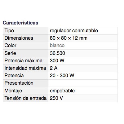 DH REGULADOR DE LUZ CONMUTABLE EMPOTRABLE