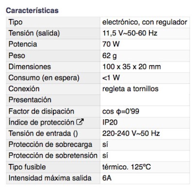 DH TRANSFORMADOR ELECTRÓNICO PARA LÁMPARAS HALÓGENAS